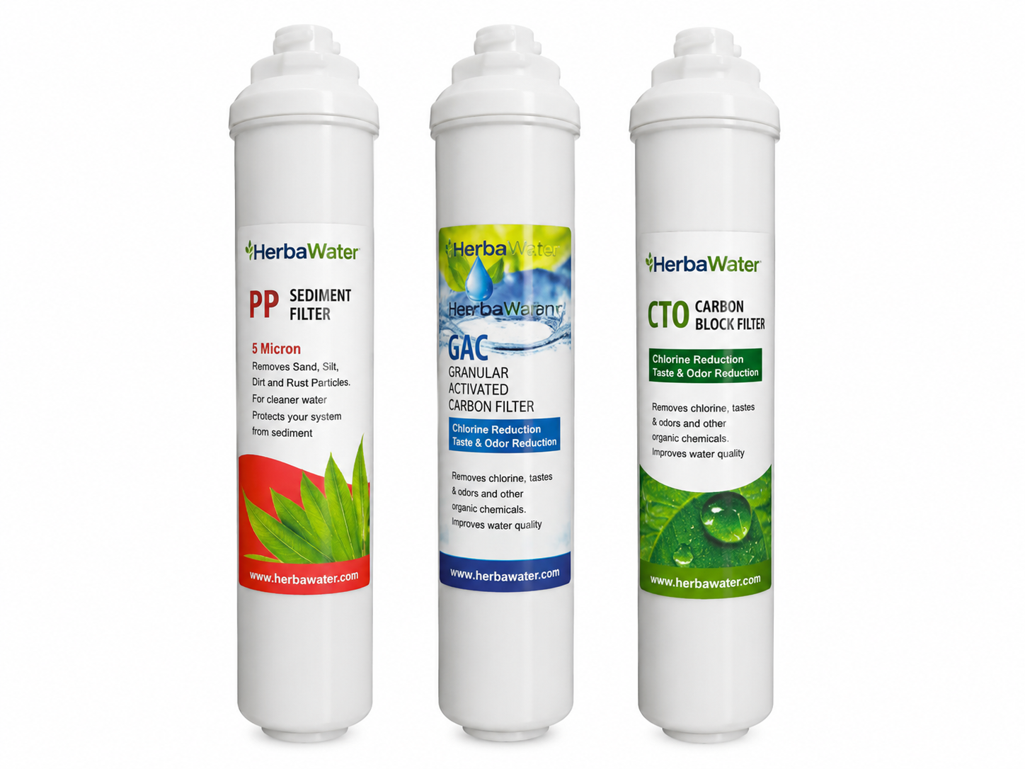HerbaWater Inline Filtr Dəsti PP + GAC + CTO (3-lü Komplekt)